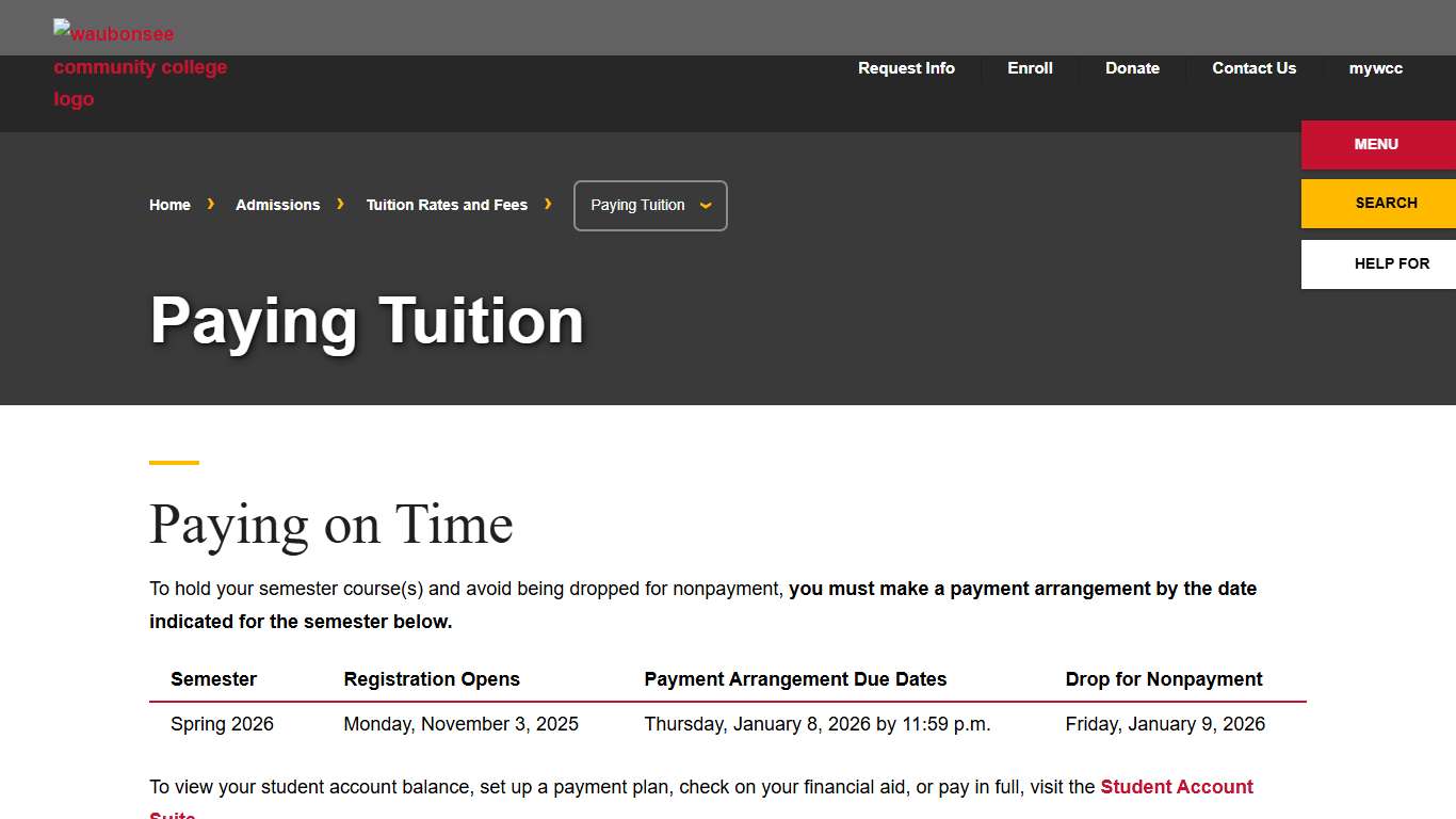 Paying Tuition | Waubonsee Community College